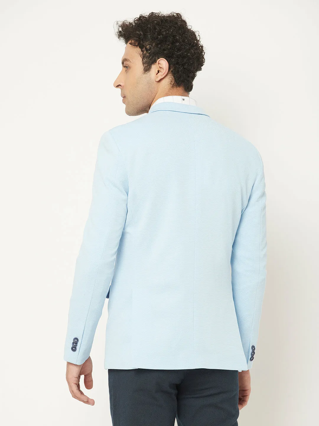 Light Blue Blazer in Textured Print