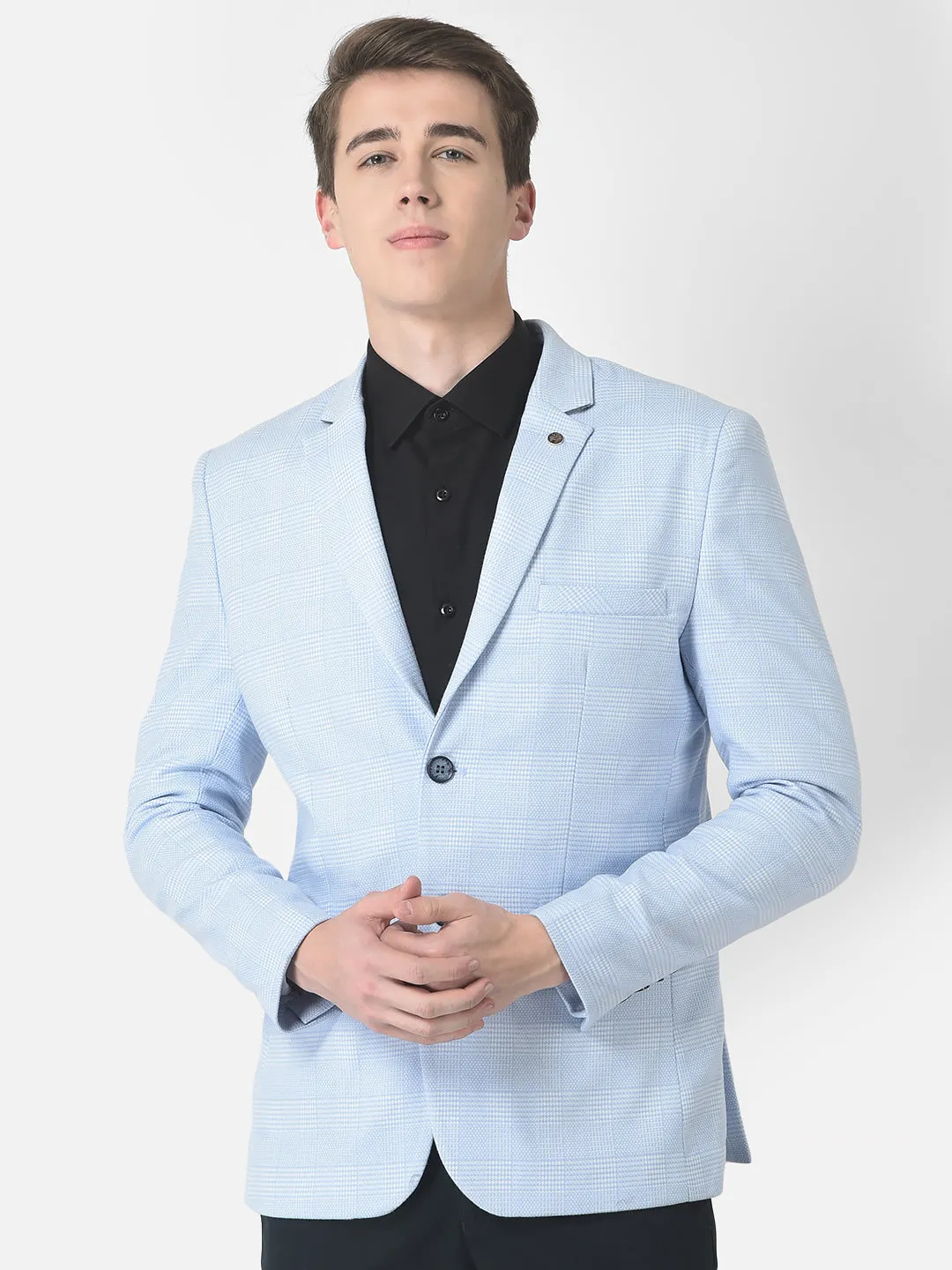 Light Blue Checked Blazer