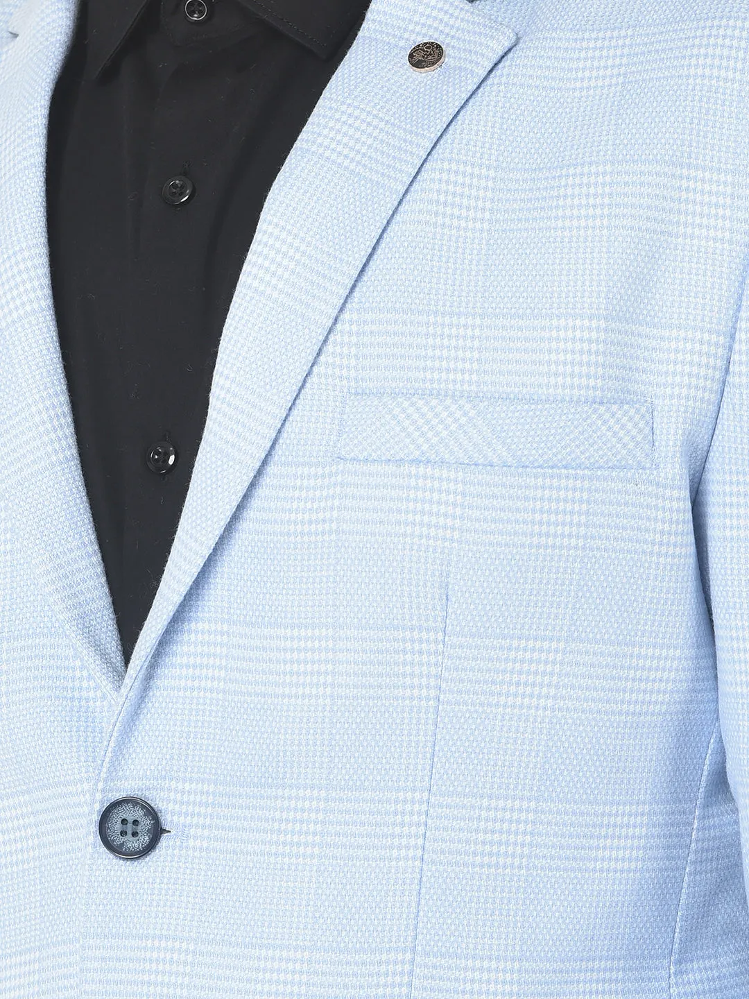 Light Blue Checked Blazer