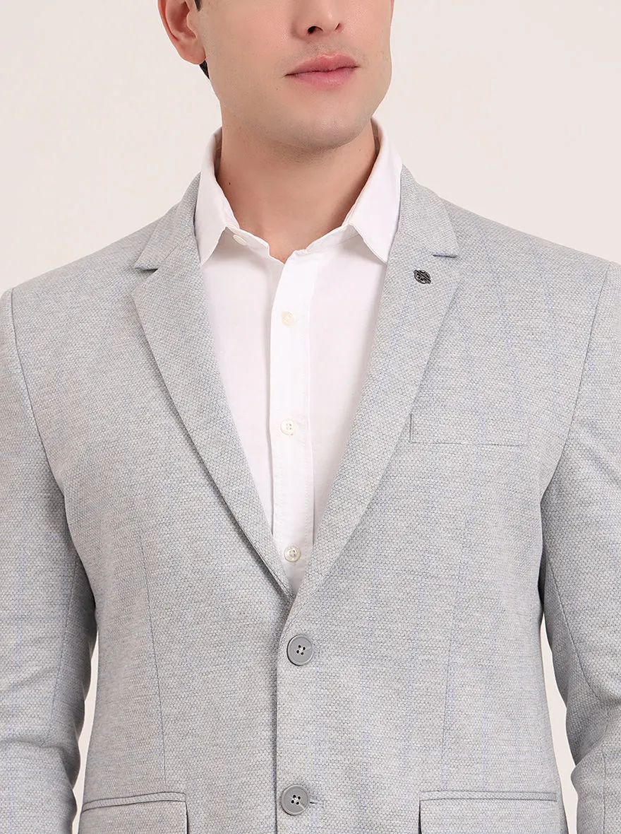 Light Grey Solid Regular Fit Blazer | JB Studio