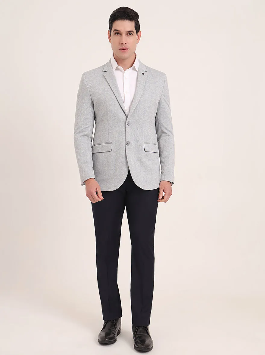 Light Grey Solid Regular Fit Blazer | JB Studio