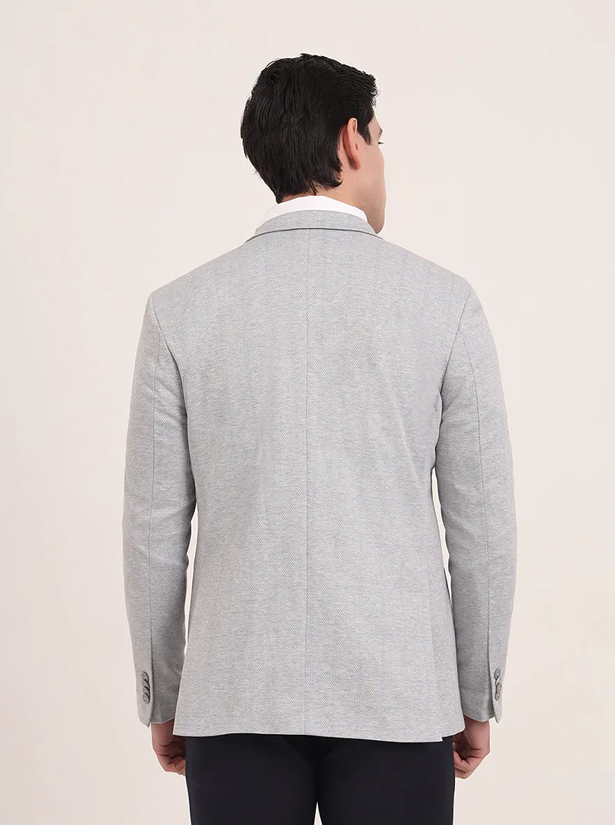 Light Grey Solid Regular Fit Blazer | JB Studio