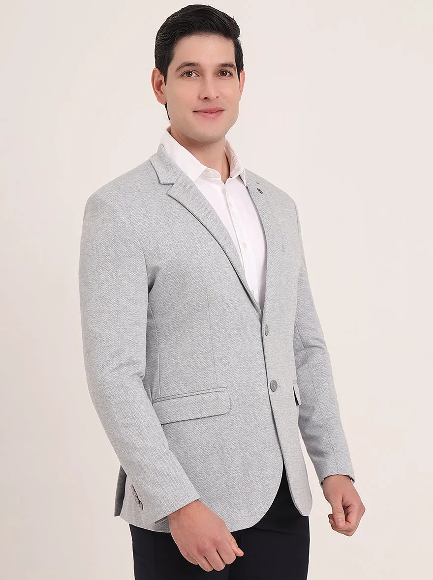 Light Grey Solid Regular Fit Blazer | JB Studio