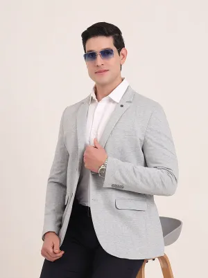 Light Grey Solid Regular Fit Blazer | JB Studio