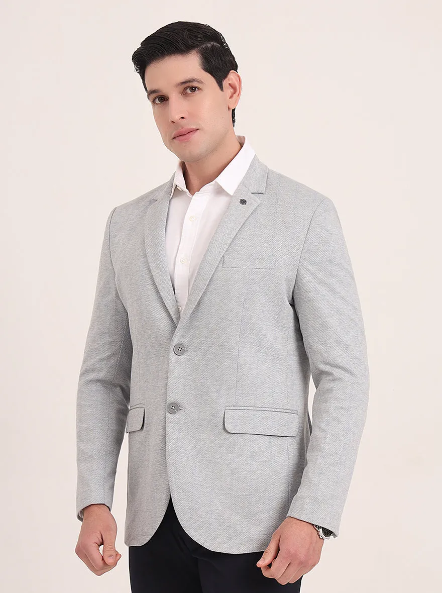 Light Grey Solid Regular Fit Blazer | JB Studio
