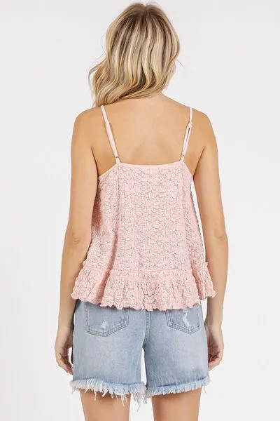 Light Pink Textured V-Neck Cami