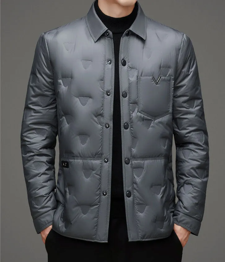 Lightweight and Quilted Puffer Jacket with Button-up Style
