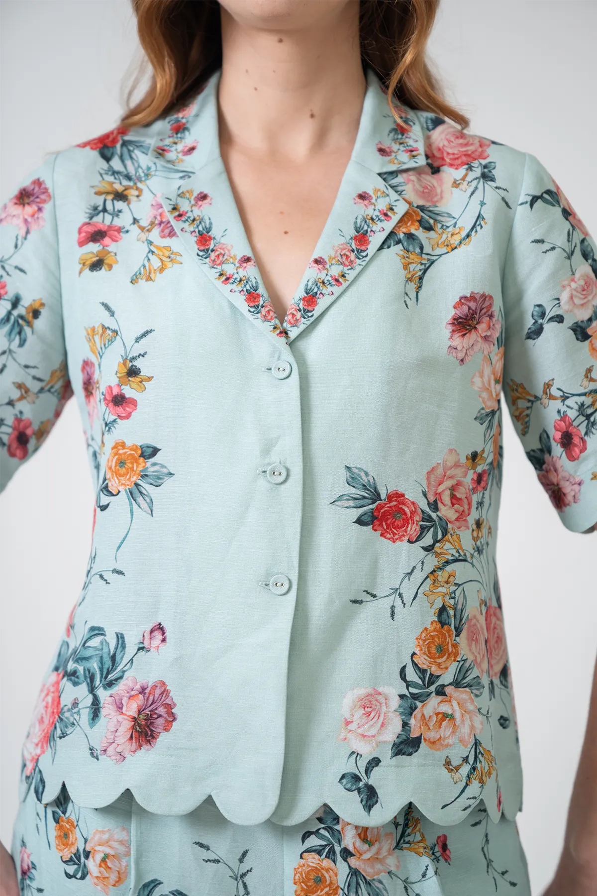 Liora scalloped shirt and shorts