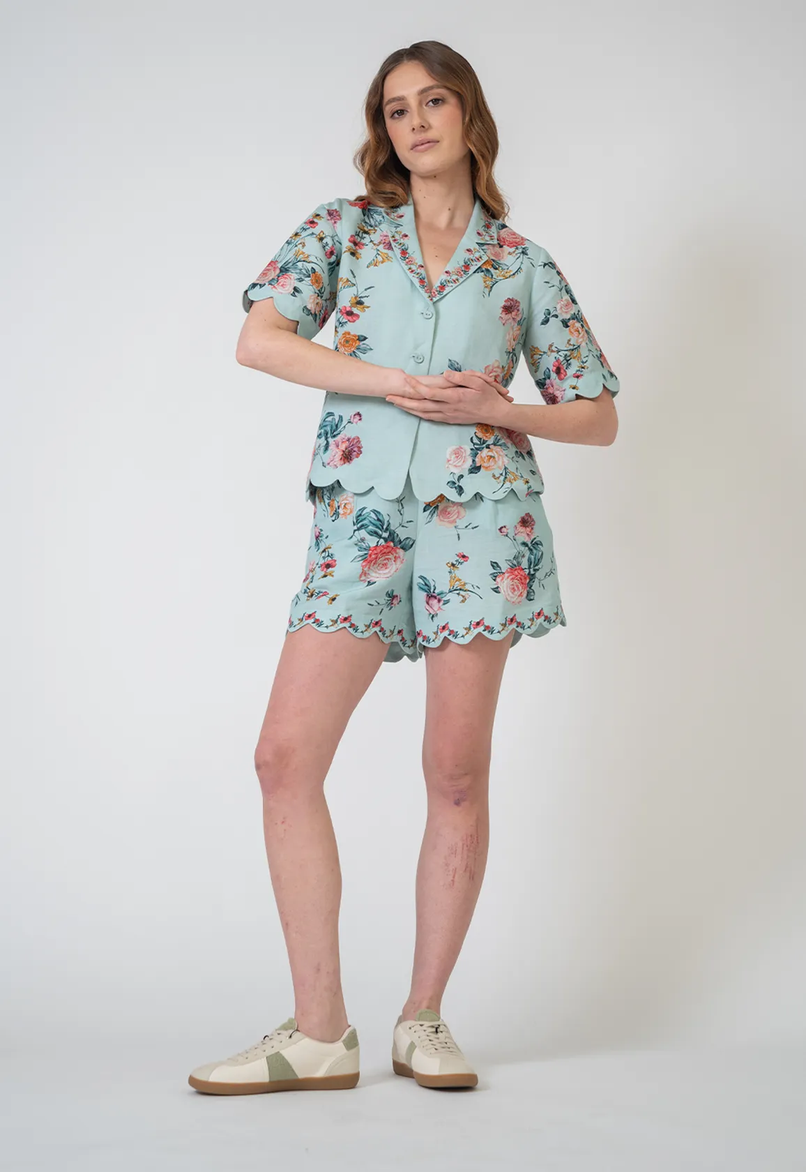Liora scalloped shirt and shorts