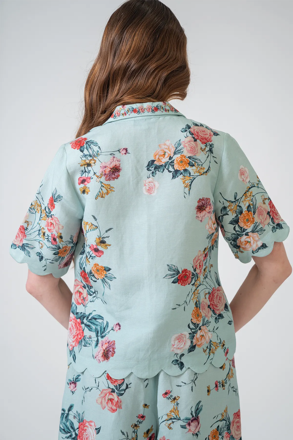 Liora scalloped shirt and shorts