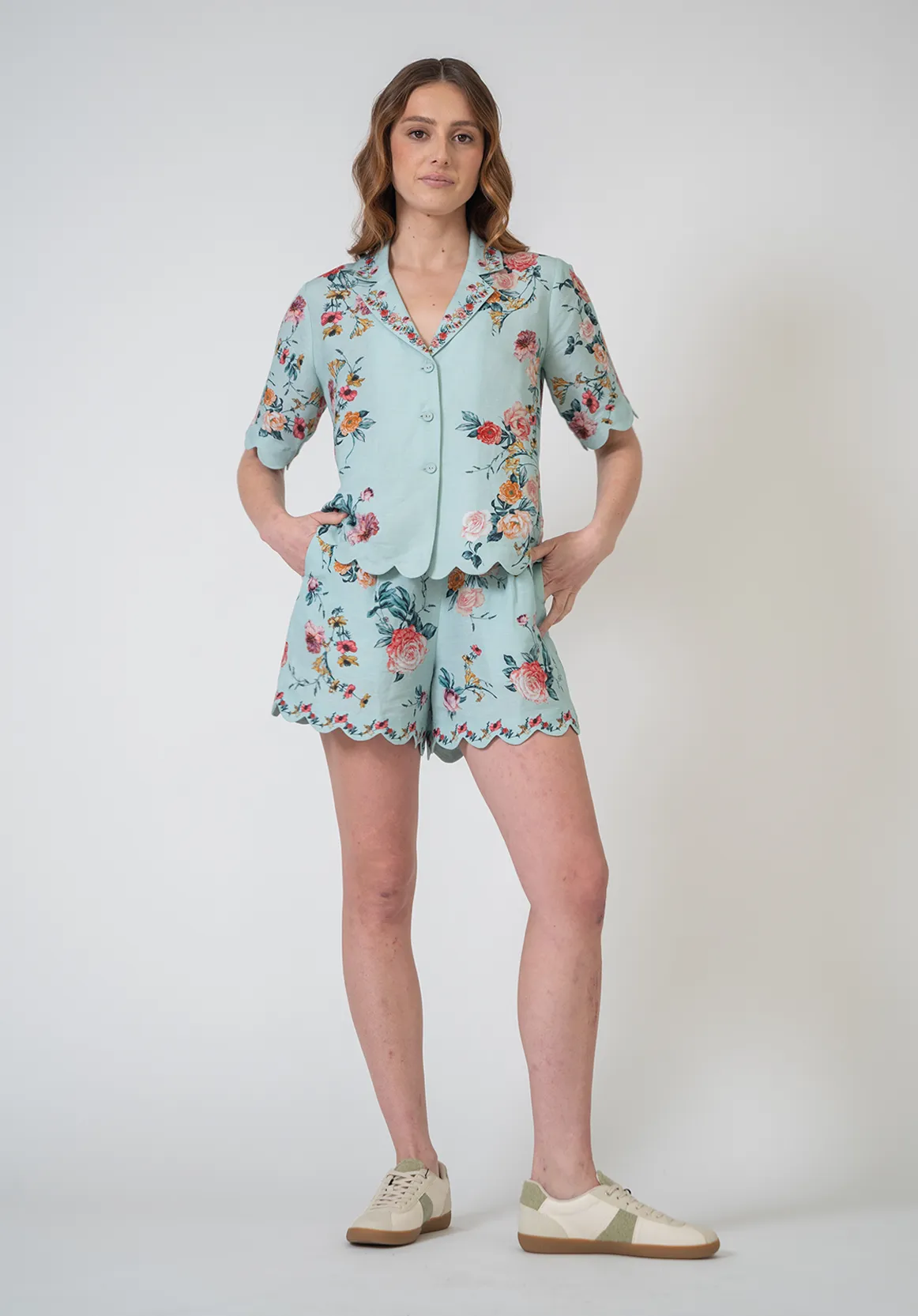 Liora scalloped shirt and shorts