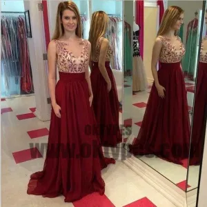 Long Floor Length Prom Dresses, V-neck Prom Dresses, Beading Prom Dresses, Appliques Prom Dresses, V-back Prom Dresses, TYP0292