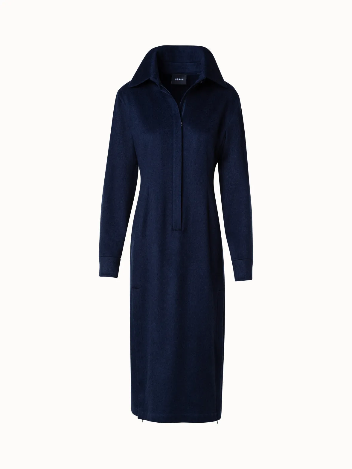 Long Sleeves Cashmere Midi Shirt Dress