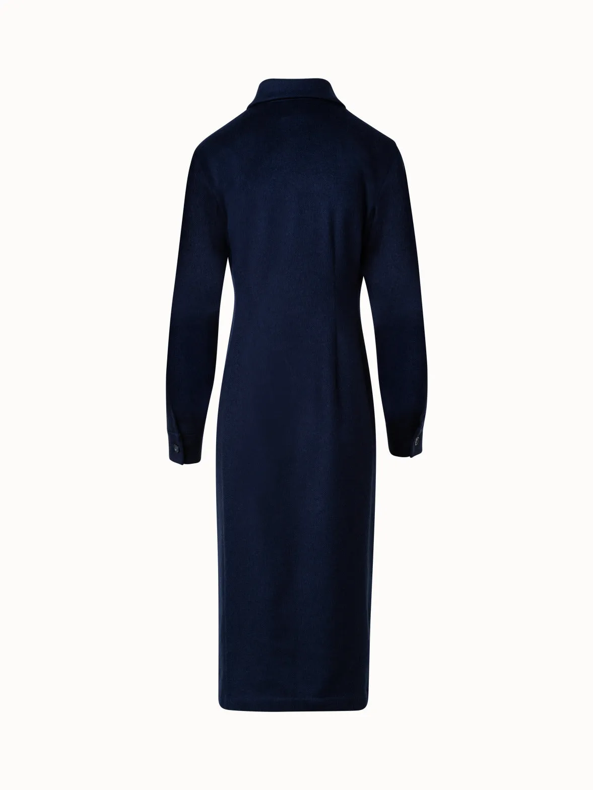 Long Sleeves Cashmere Midi Shirt Dress