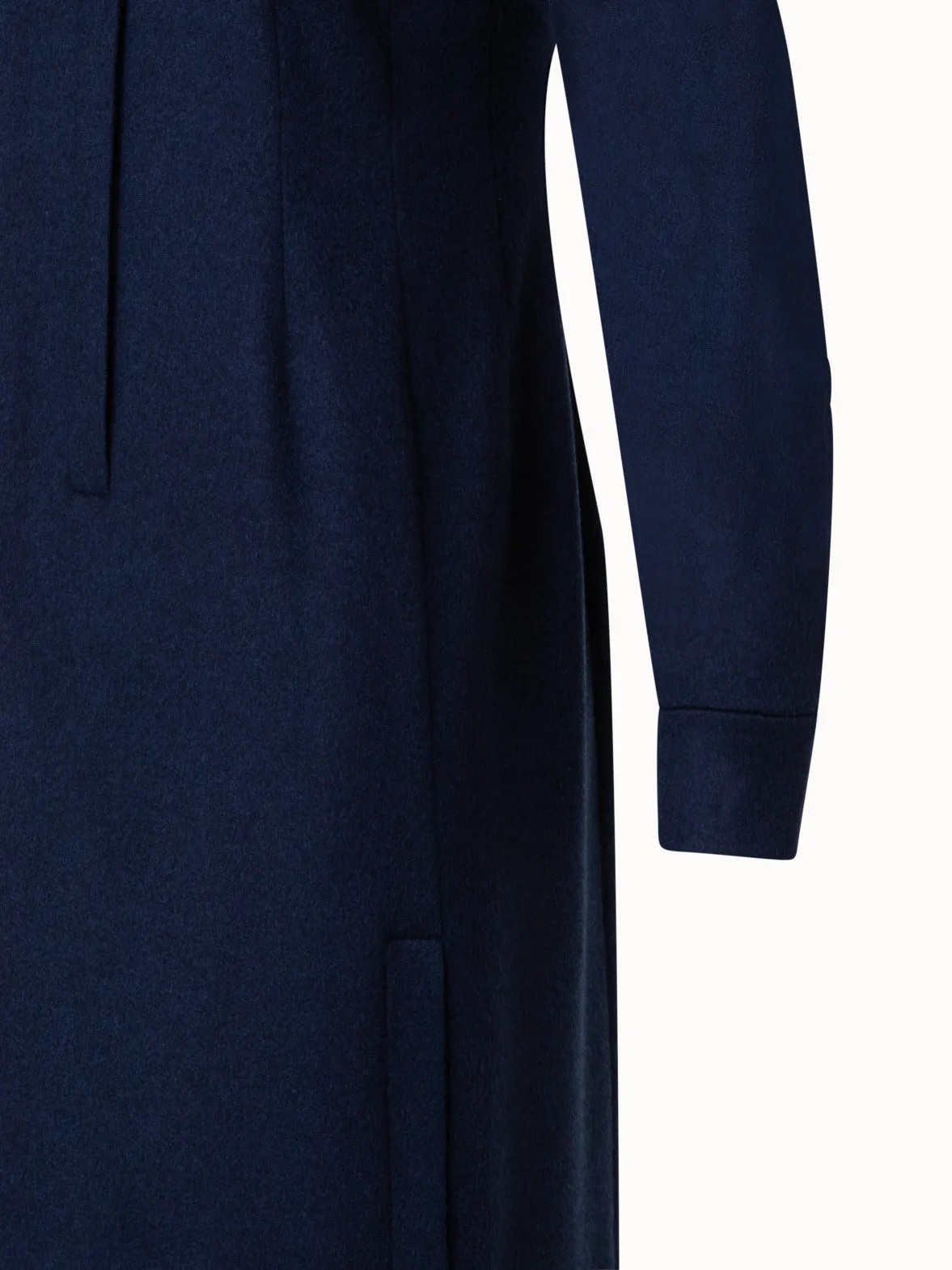 Long Sleeves Cashmere Midi Shirt Dress