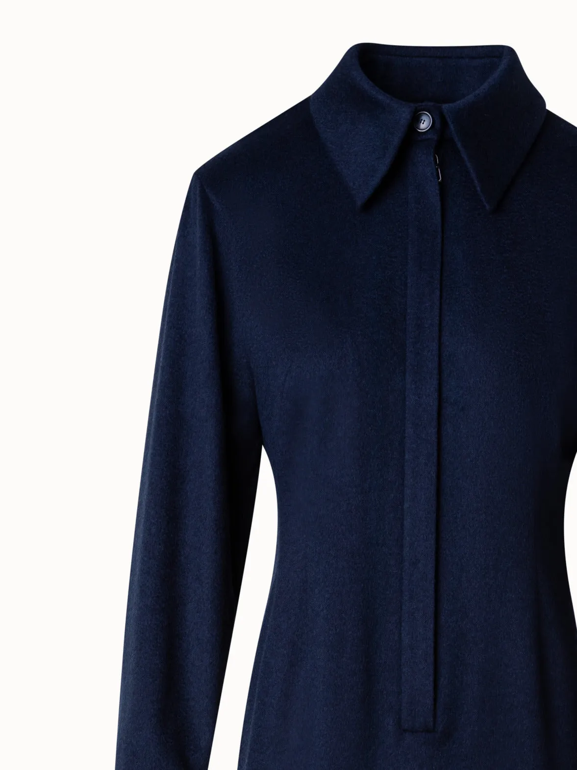 Long Sleeves Cashmere Midi Shirt Dress