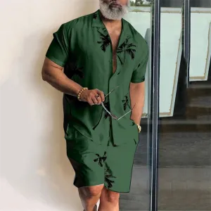 Loose shirt Casual men's shorts in summery green