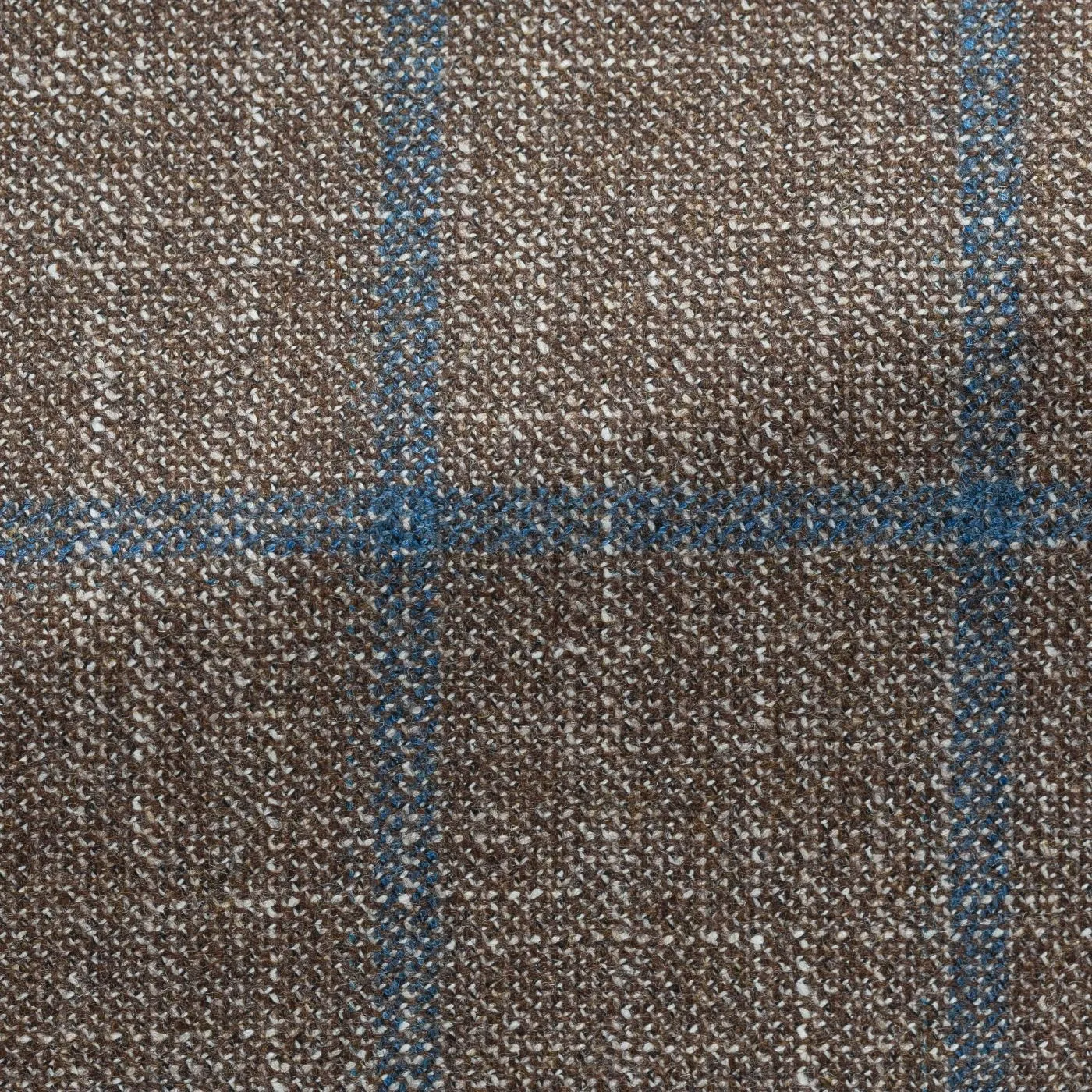 Loro Piana Silk Air Light Brown Wool, Silk & Cashmere with Blue Double Windowpane