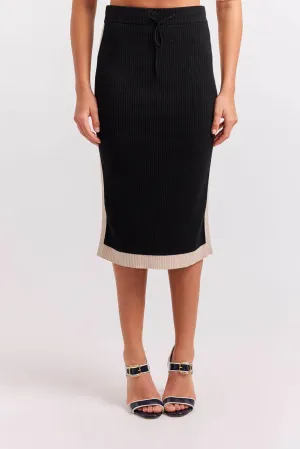 Lottie Cotton Cashmere Skirt in Black