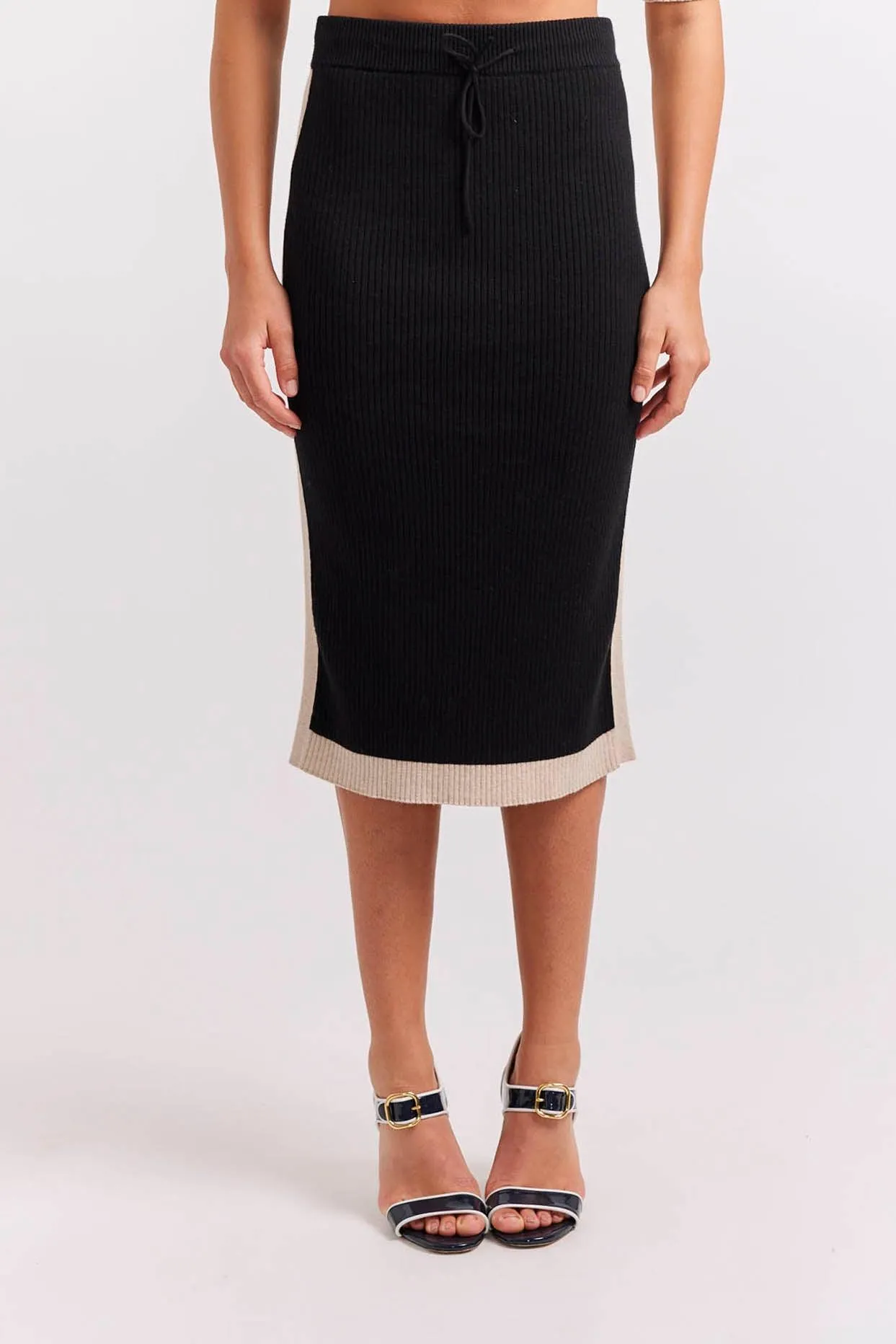 Lottie Cotton Cashmere Skirt in Black