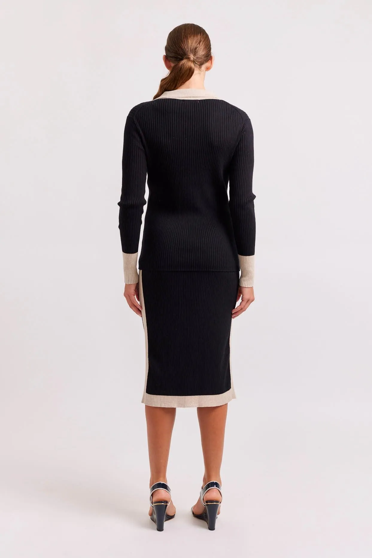 Lottie Cotton Cashmere Skirt in Black