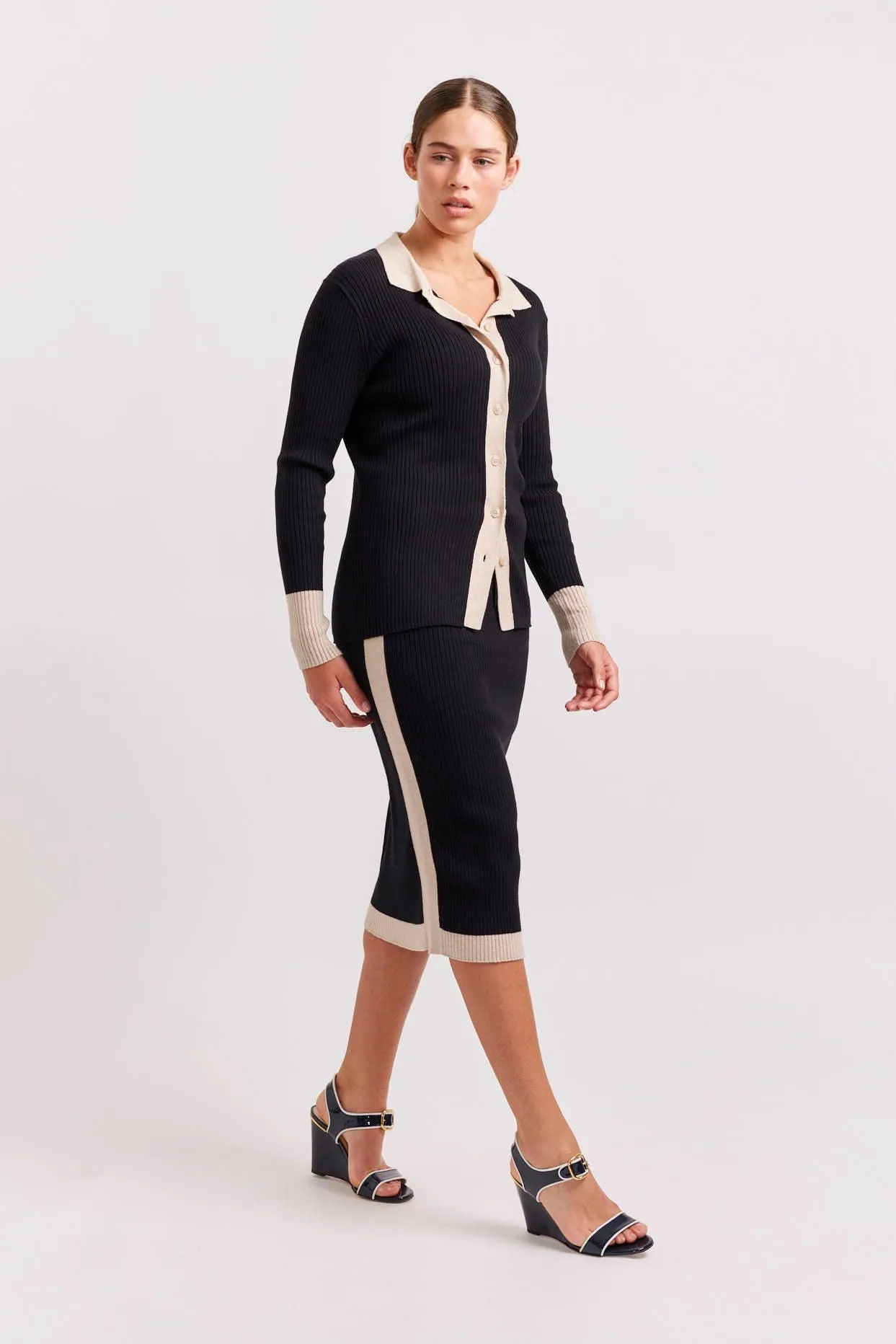Lottie Cotton Cashmere Skirt in Black