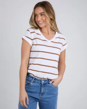 MANLY STRIPE VEE TEE  TAN