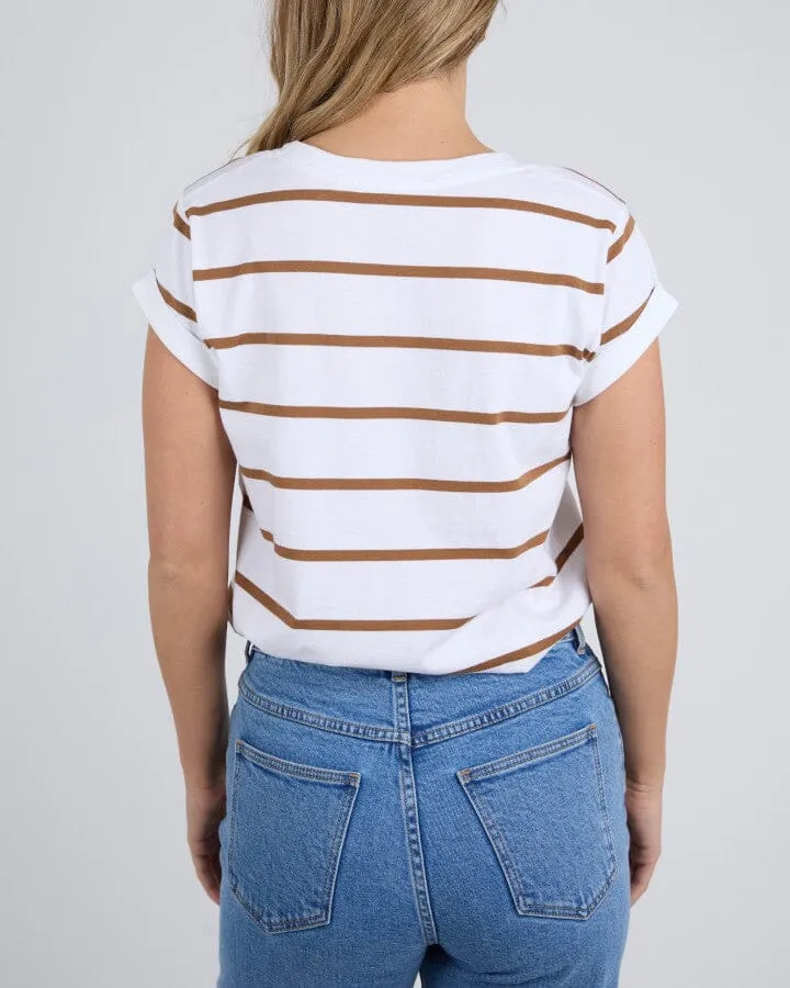 MANLY STRIPE VEE TEE  TAN