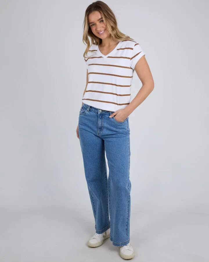 MANLY STRIPE VEE TEE  TAN