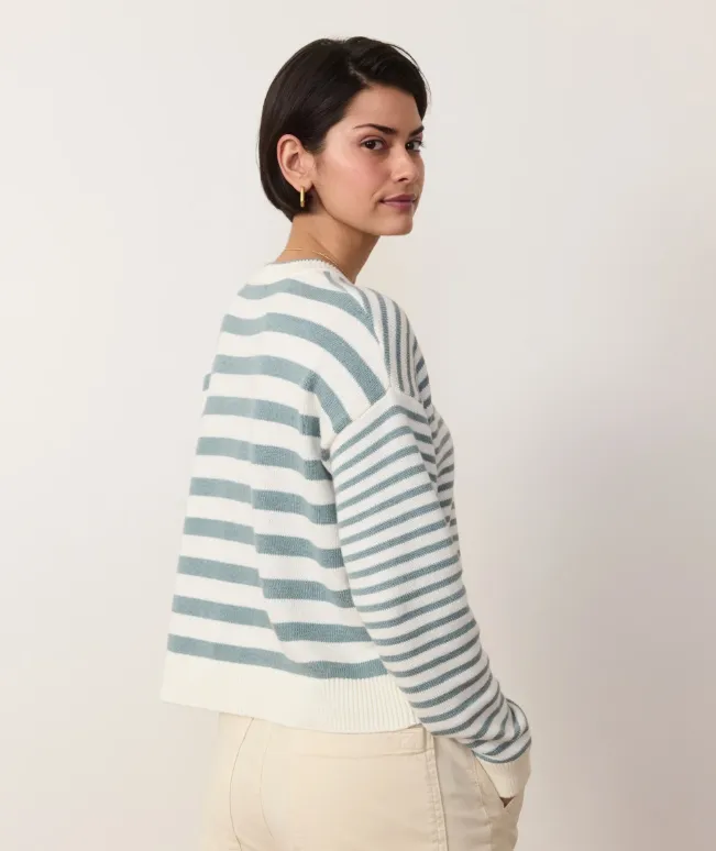 Marine Layer Suki Crewneck Sweater in Topaz Stripe