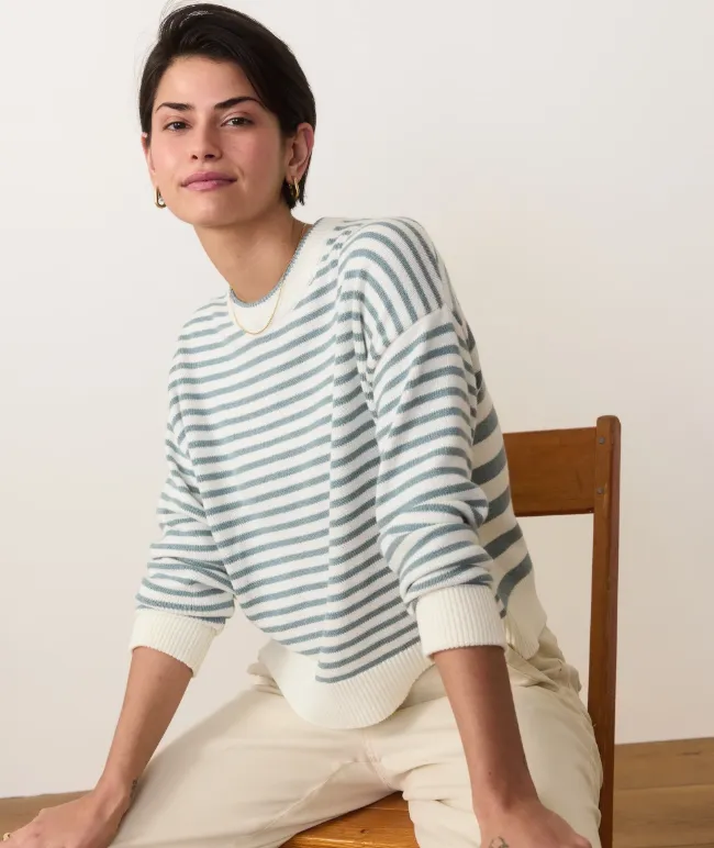 Marine Layer Suki Crewneck Sweater in Topaz Stripe