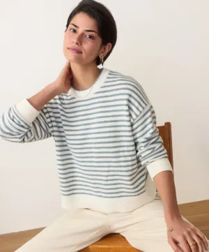 Marine Layer Suki Crewneck Sweater in Topaz Stripe