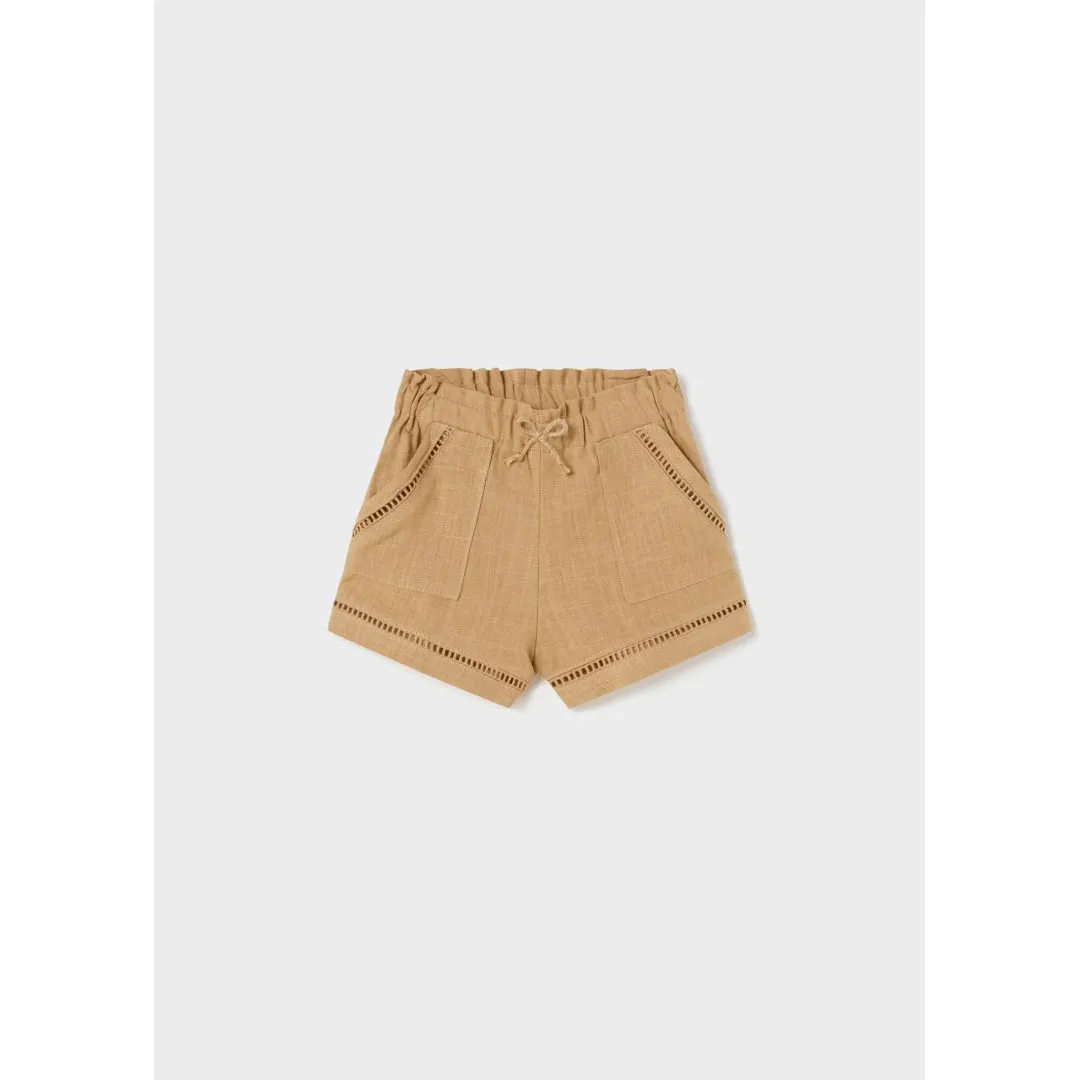Mayoral Caramel Linen Shorts