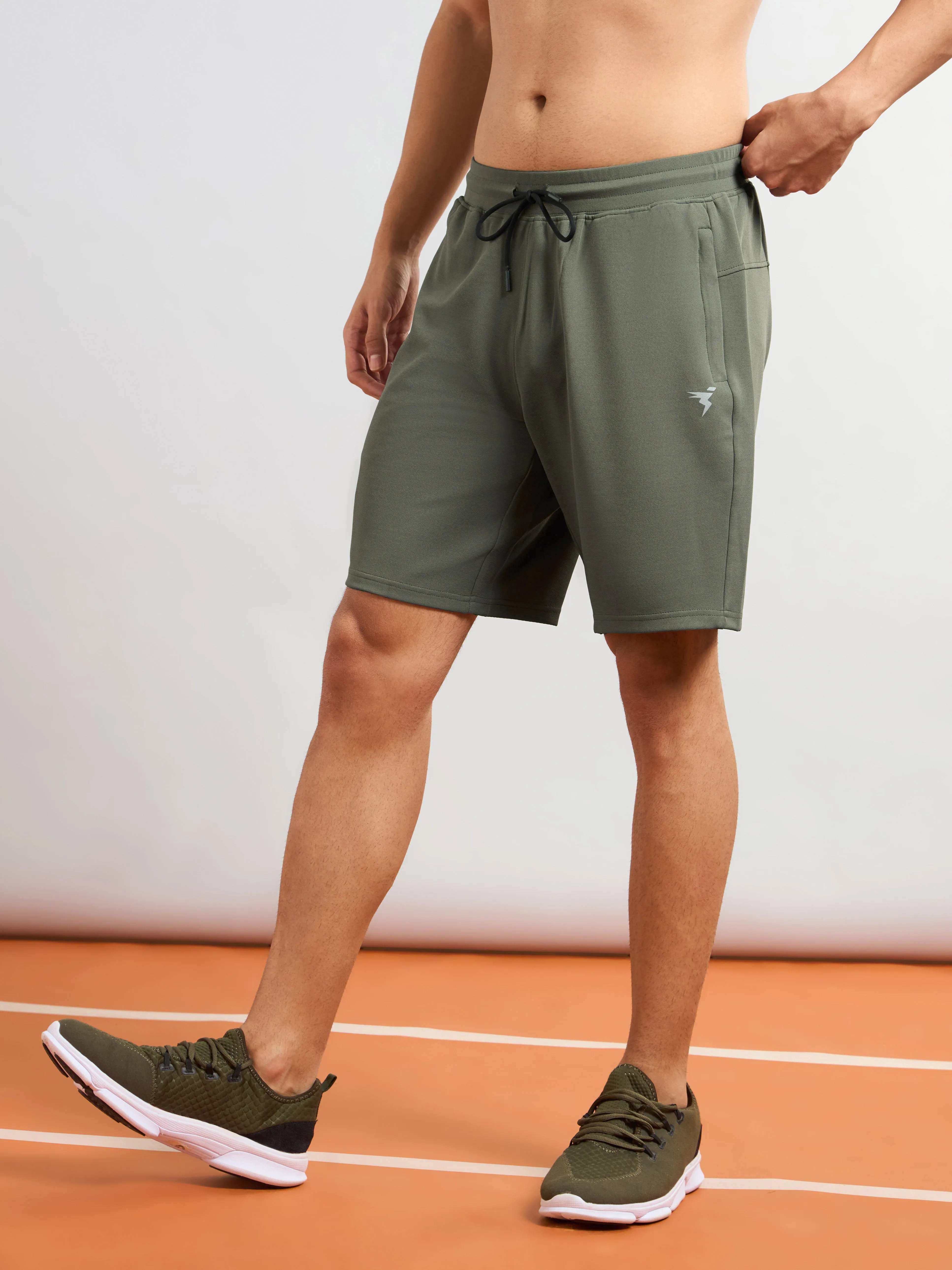 Men Solid Slim Fit Sports Shorts with TS FLEXI