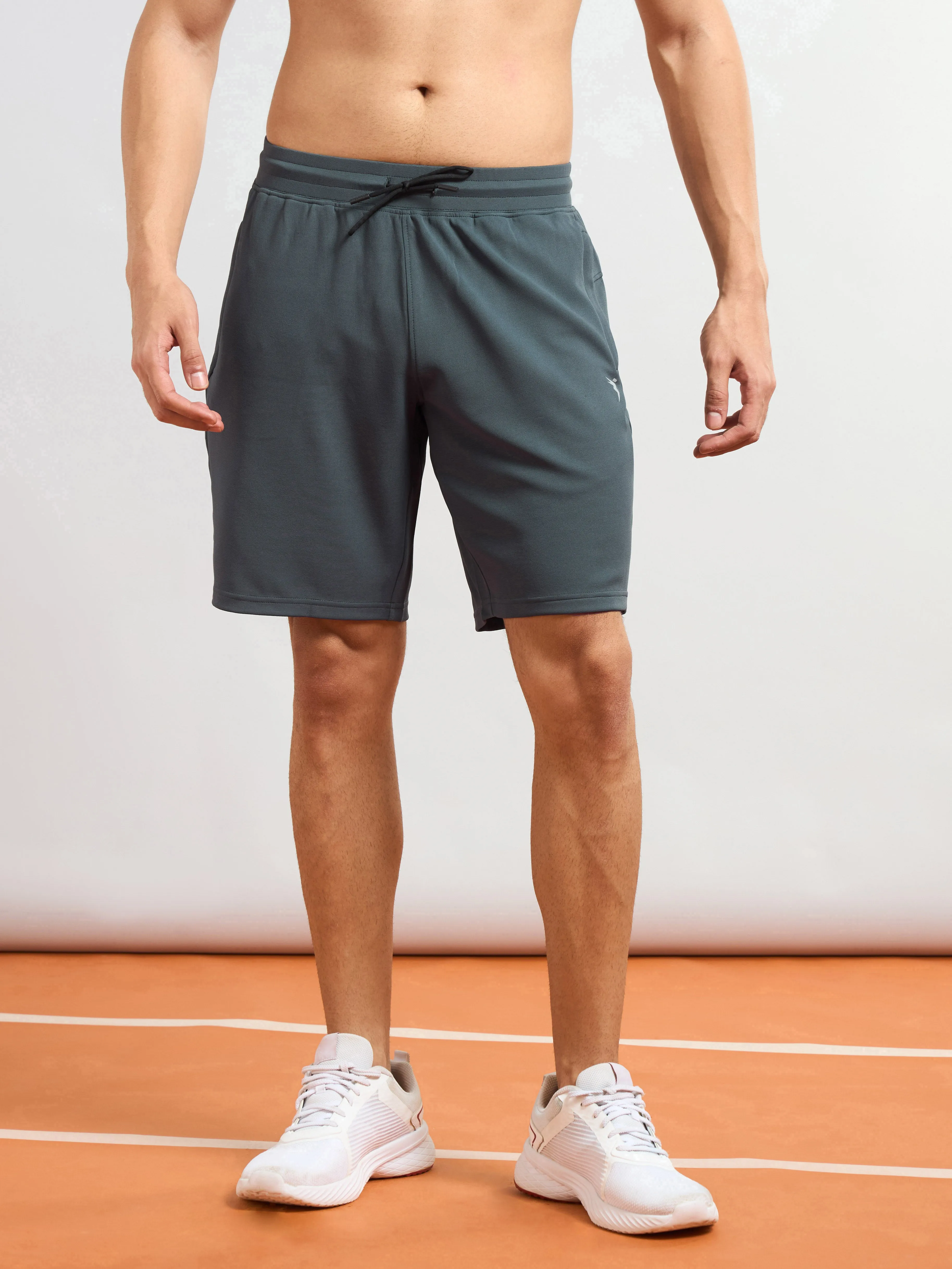Men Solid Slim Fit Sports Shorts with TS FLEXI