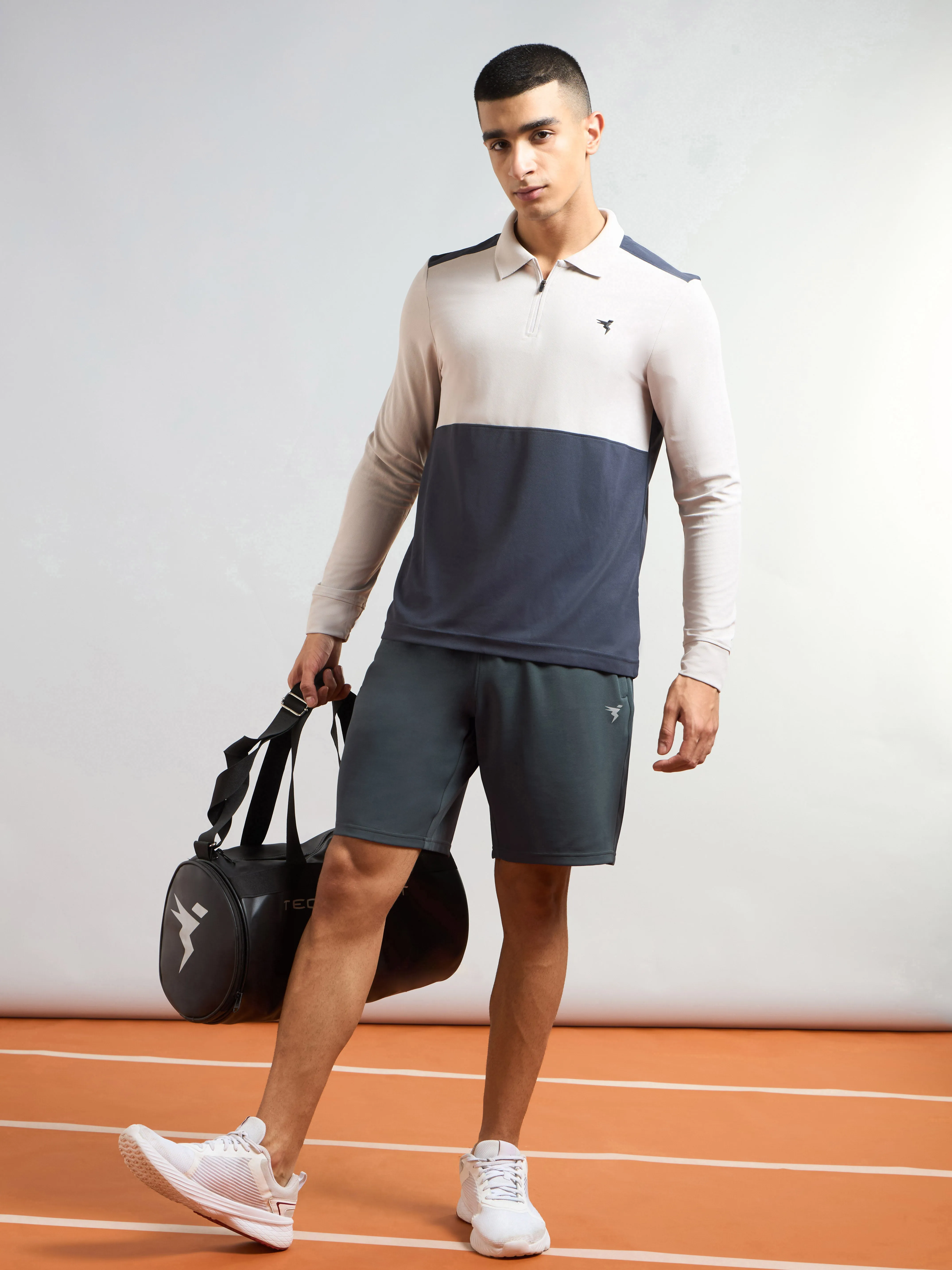 Men Solid Slim Fit Sports Shorts with TS FLEXI