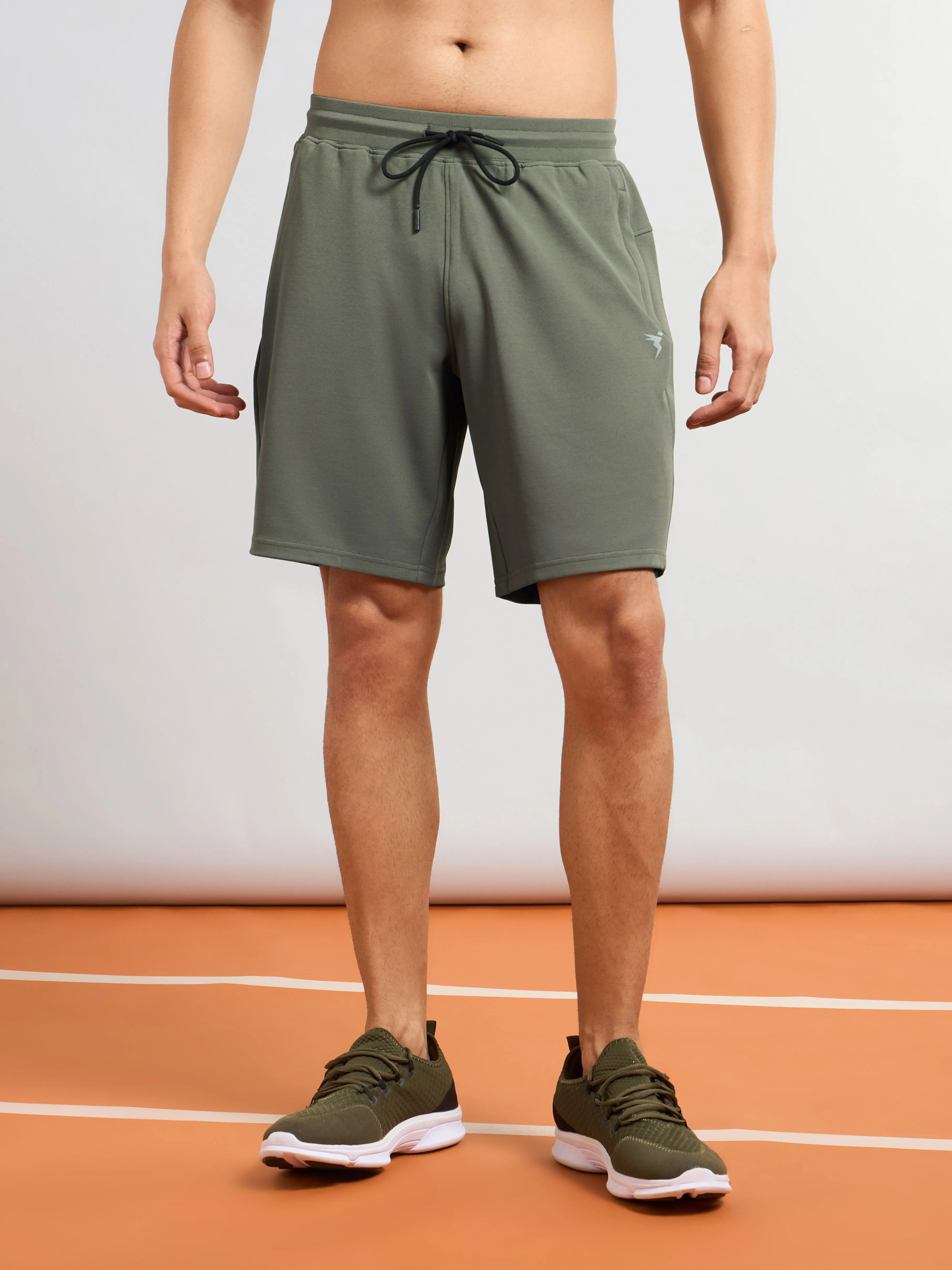 Men Solid Slim Fit Sports Shorts with TS FLEXI