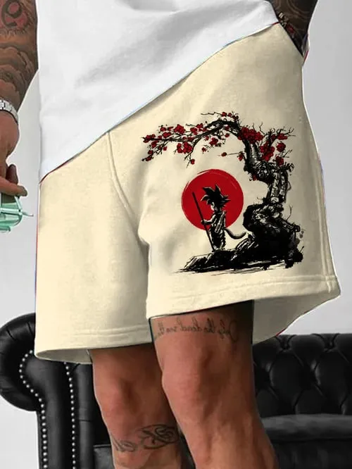 Men's Fashion Anime Print Pocket Shorts