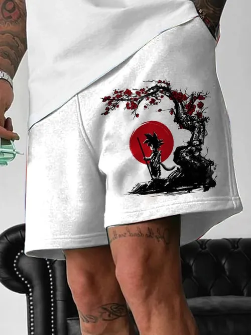 Men's Fashion Anime Print Pocket Shorts