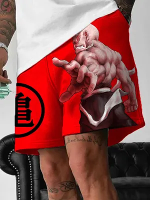 Men's Fashion Anime Print Pocket Shorts