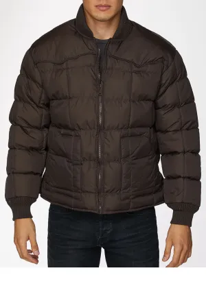 Men's Nylon Quilted Puffer Jacket -NJ629-Brown