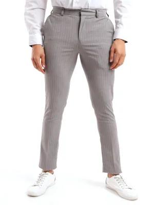Men's Pin Stripe Trouser - Light Grey