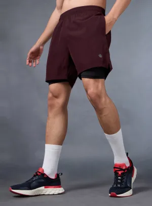 Men's Run Elevate Maroon Integrated Shorts