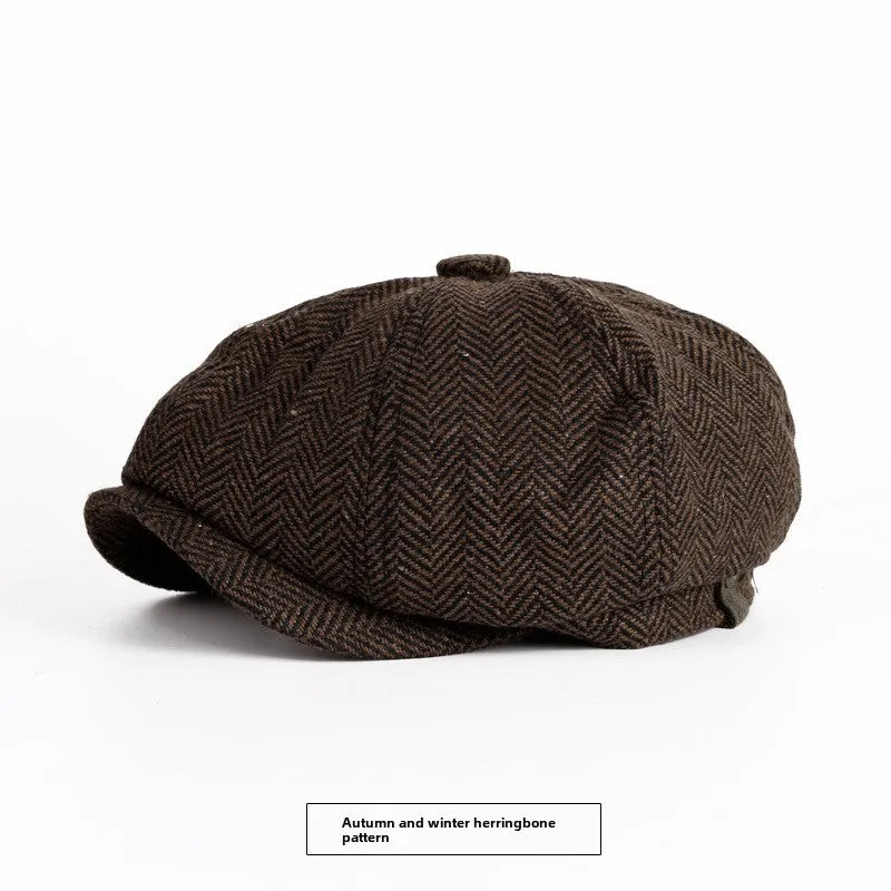 Men’s Vintage Wool Octagonal Beret – Classic British Style