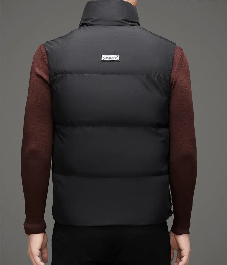 Men's Windproof Puffer Vest with Stand-Up Collar and Easy-to-Clean Material