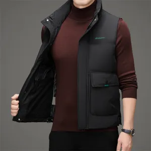 Men's Windproof Puffer Vest with Stand-Up Collar and Easy-to-Clean Material