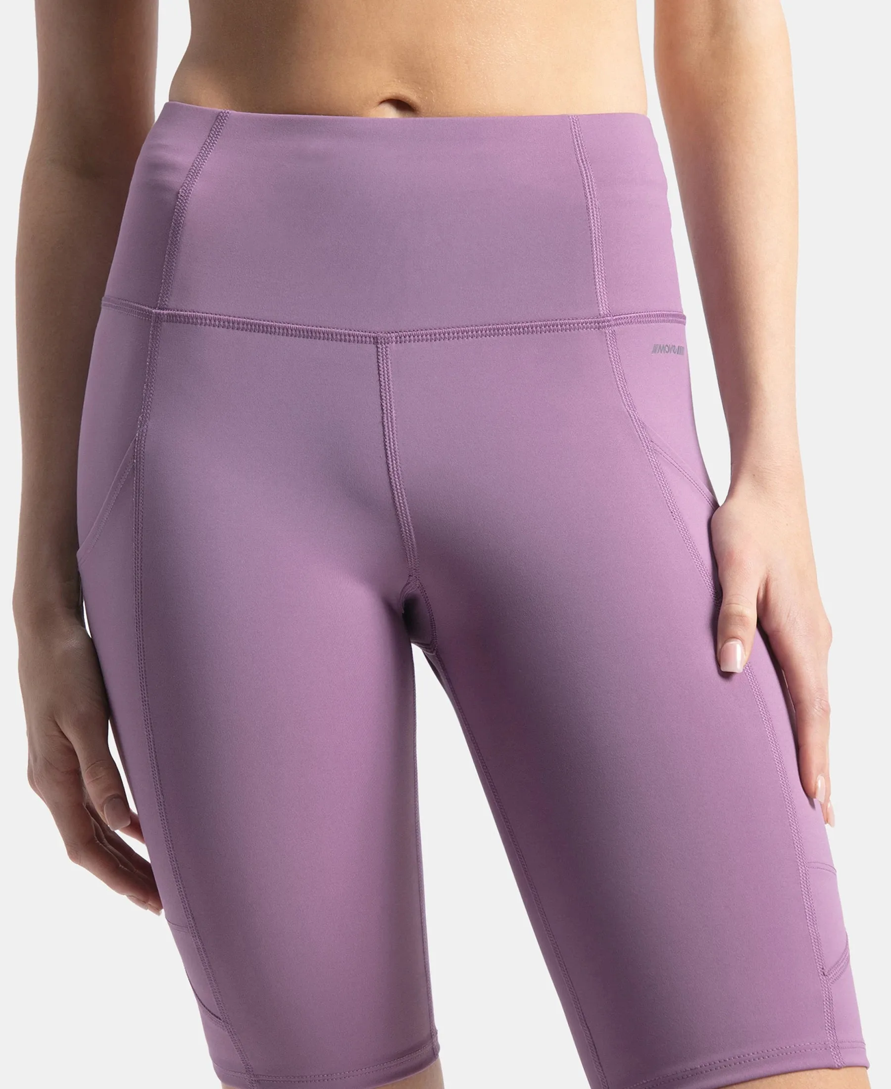 Microfiber Elastane Stretch Slim Fit Shorts with Side Pockets - Chinese Violet