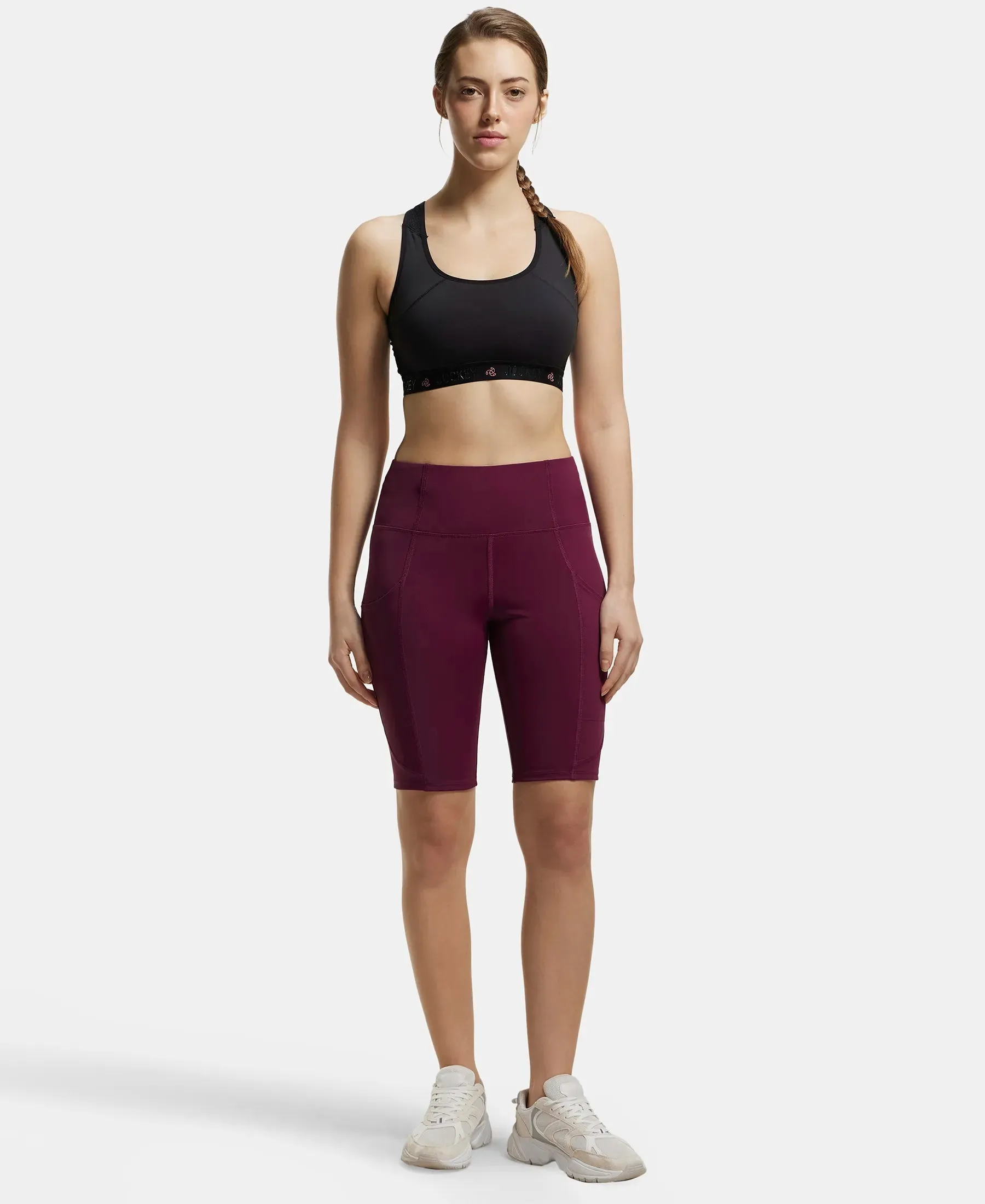 Microfiber Elastane Stretch Slim Fit Shorts with Side Pockets - Grape Wine