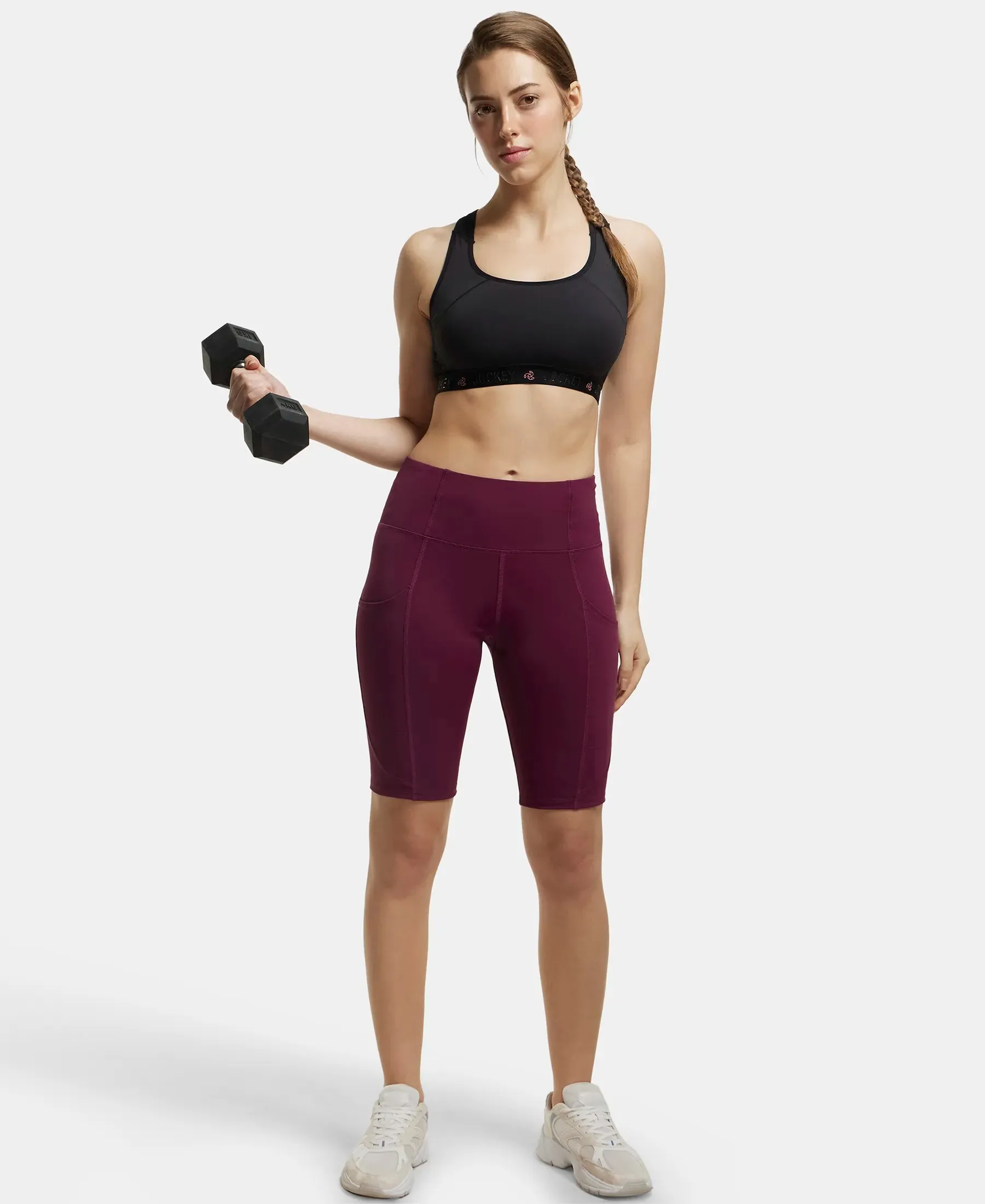 Microfiber Elastane Stretch Slim Fit Shorts with Side Pockets - Grape Wine