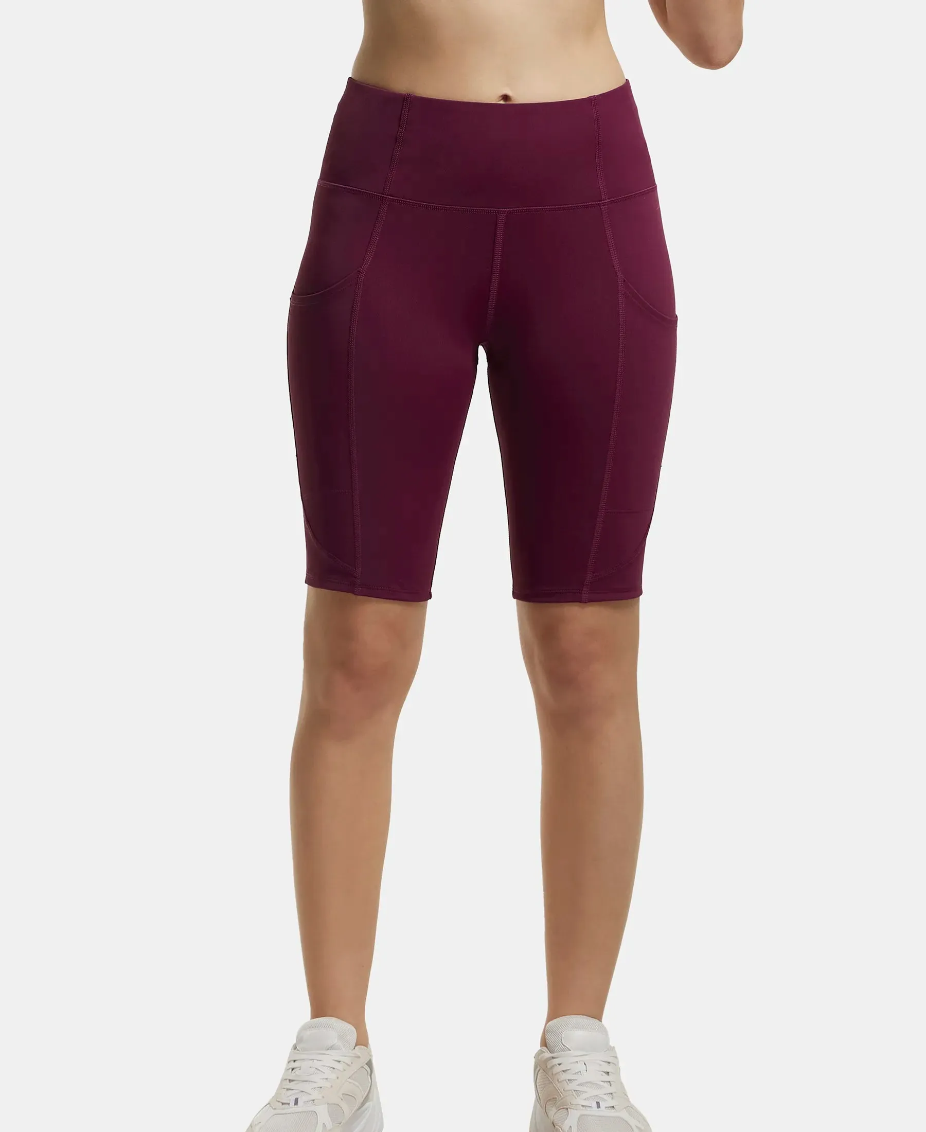 Microfiber Elastane Stretch Slim Fit Shorts with Side Pockets - Grape Wine